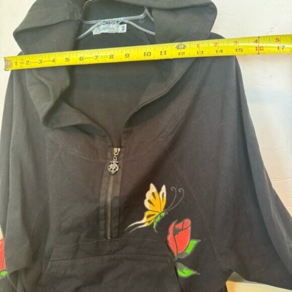 Ed Hardy Vintage Y2K 1/2 Zip Hoodie Cotton Tattoo Roses Graphic Long Sleeves XS - Picture 14 of 16